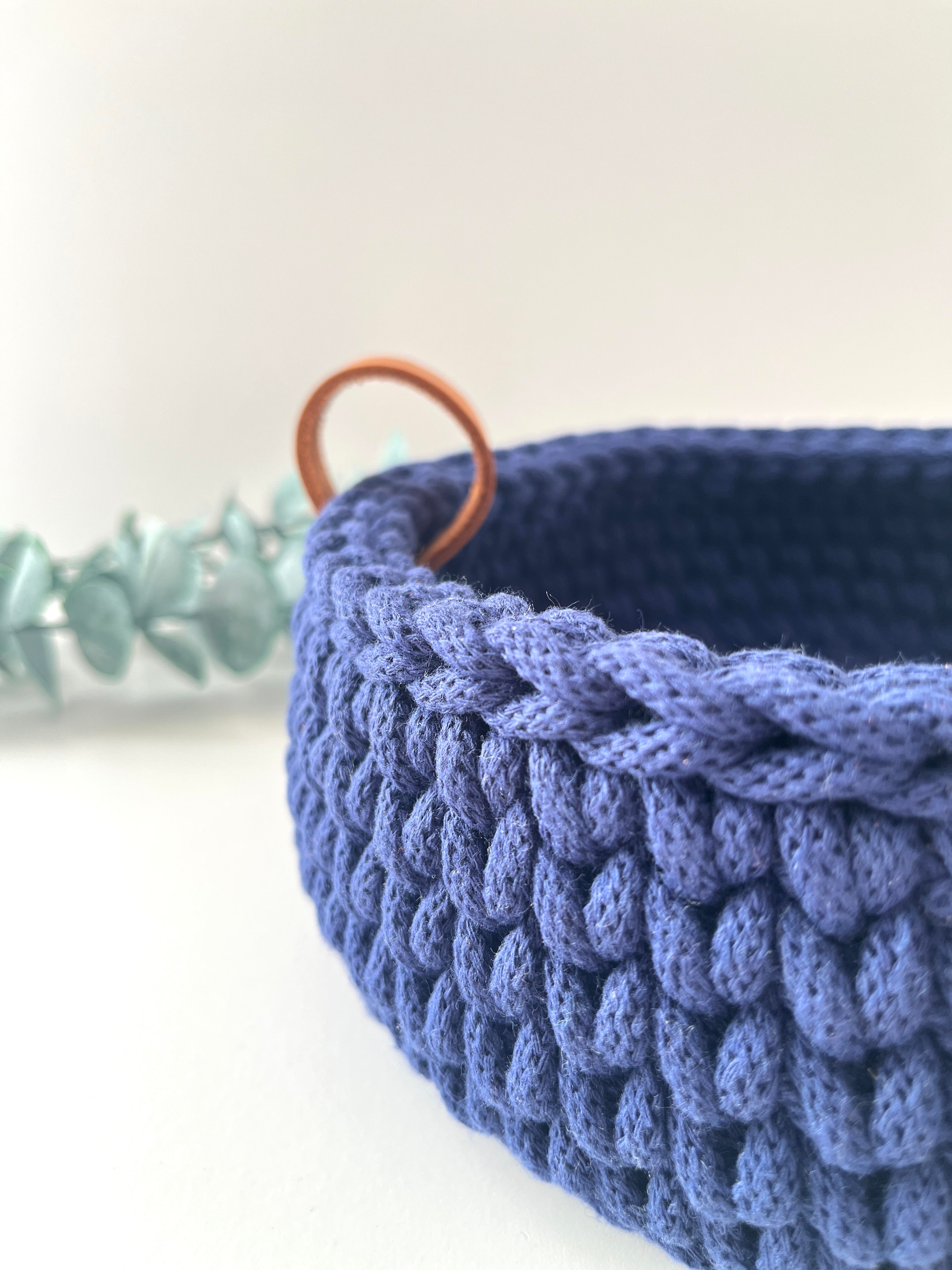 Crochet basket with handles - colour Ink