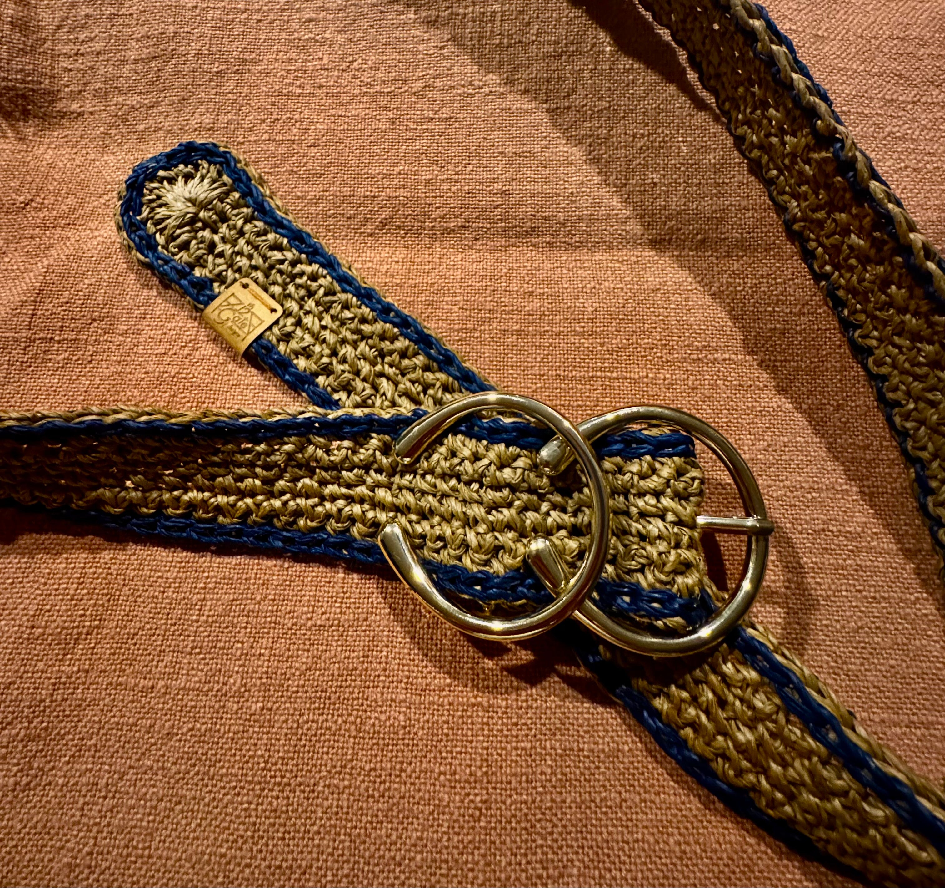 Crochet Bamboo Belt (Double Horse Shoe Buckle))
