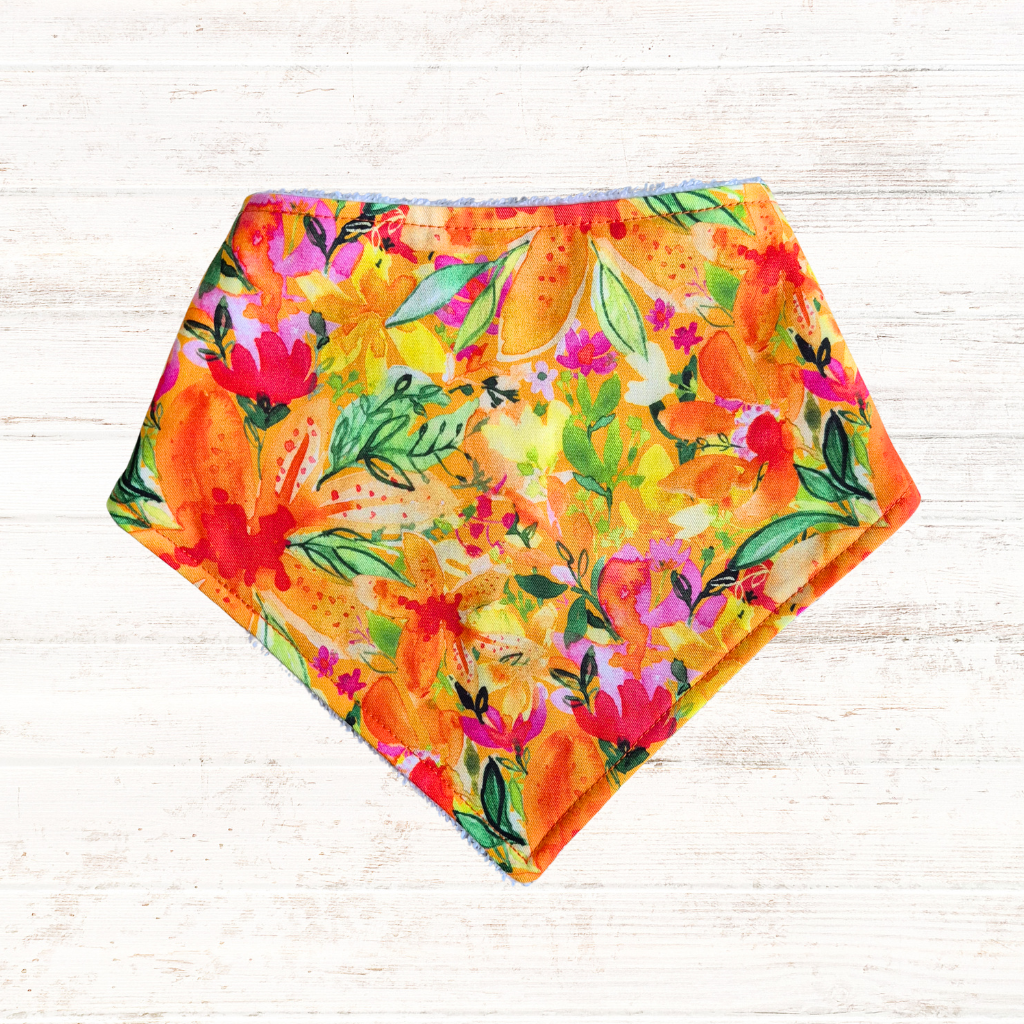 Orange Floral Bandana Bib