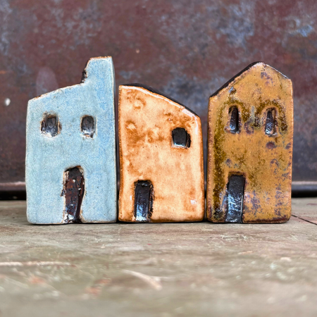Mini Houses | Set of 3 | Rustic Village | Set #1 | Glazed Stoneware Clay