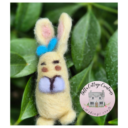 Needle Felted Yellow Bunny with Bow