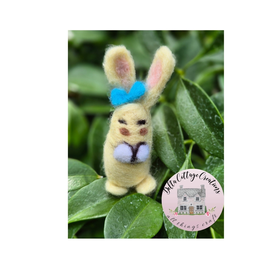 Needle Felted Yellow Bunny with Bow
