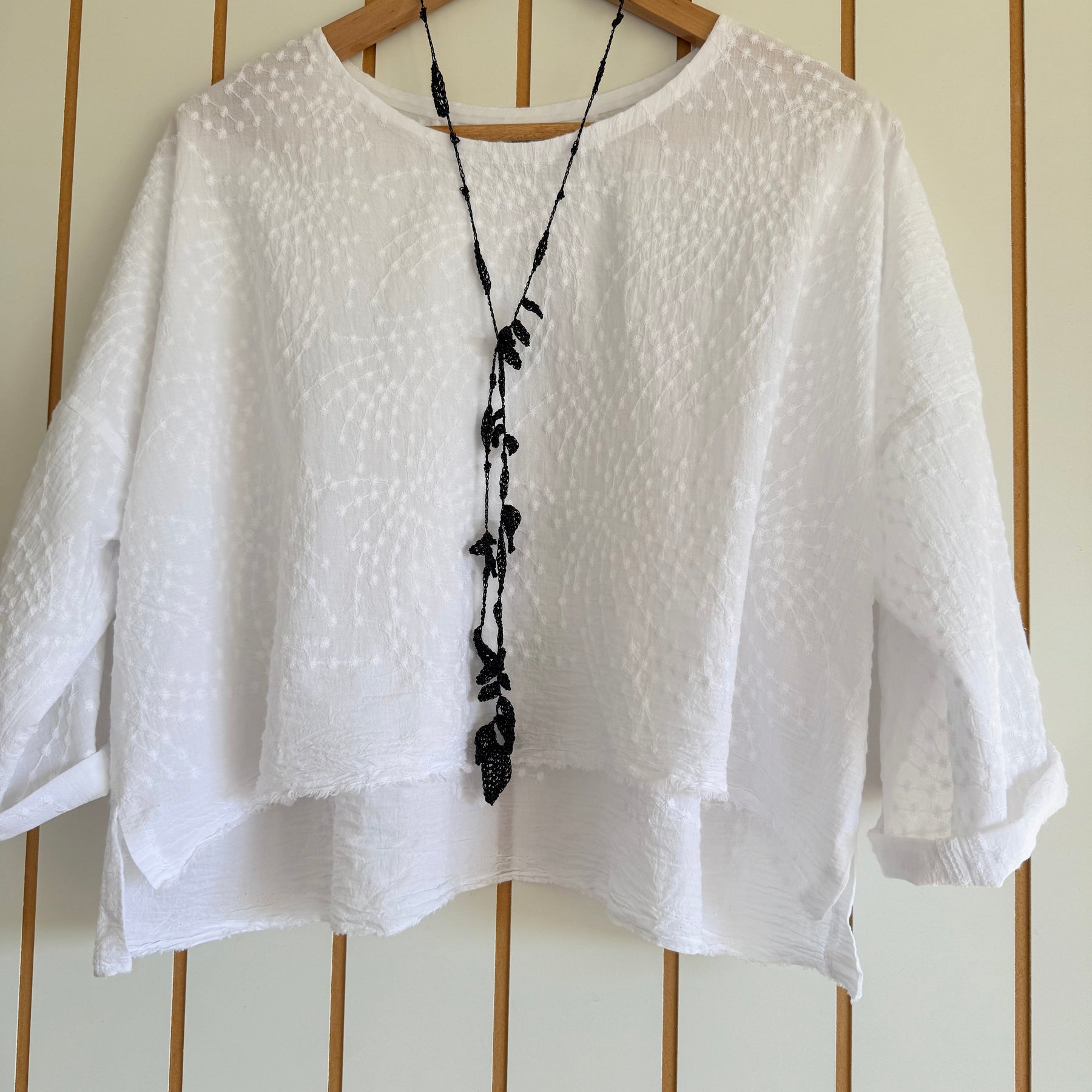 Textured Cotton Boxy Top - Crisp White