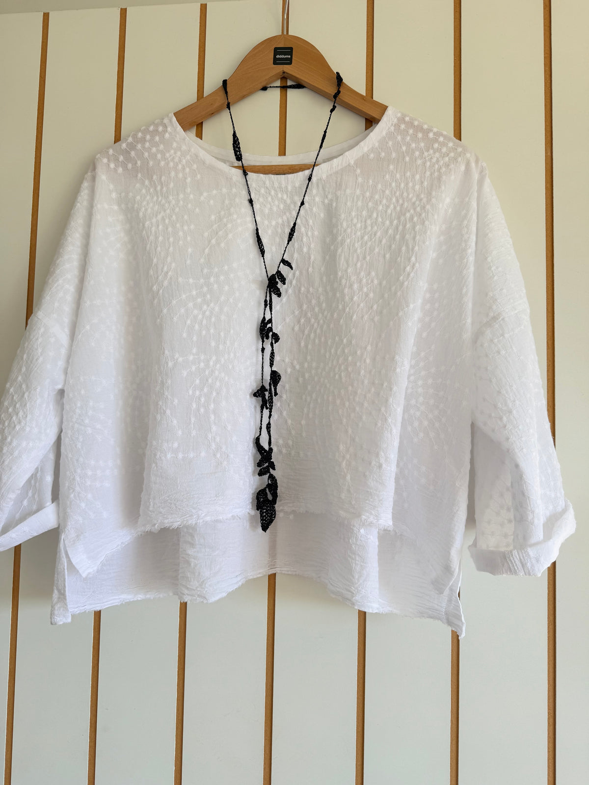 Textured Cotton Boxy Top - Crisp White