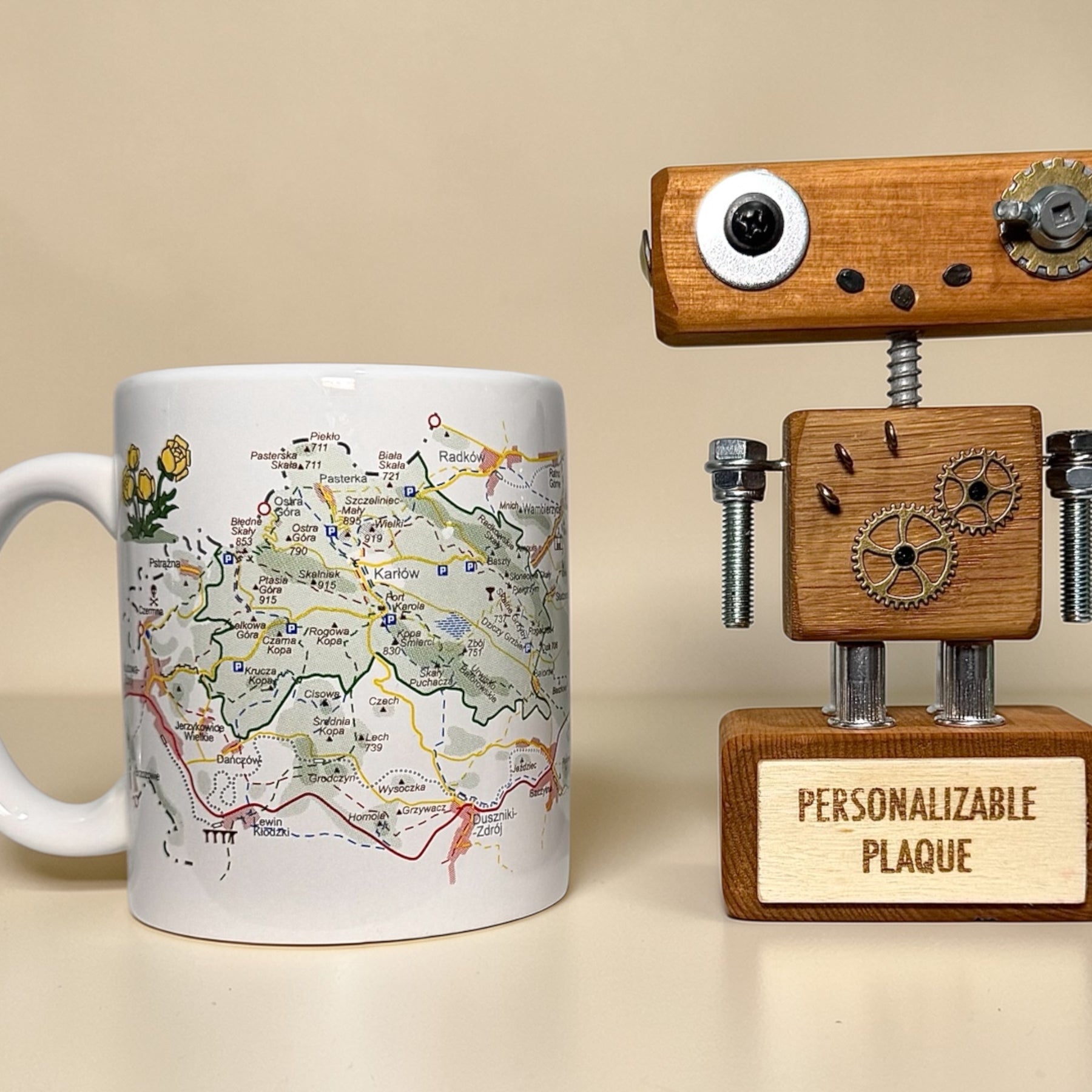 Rupertus - Wooden Steampunk Robot Trophy (Customisable)