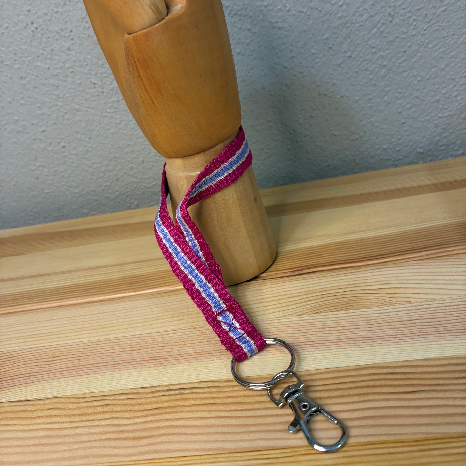 Looping Style - Raspberry Handwoven Wristlet Key Fob