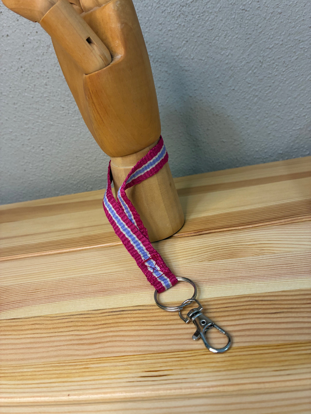Looping Style - Raspberry Handwoven Wristlet Key Fob
