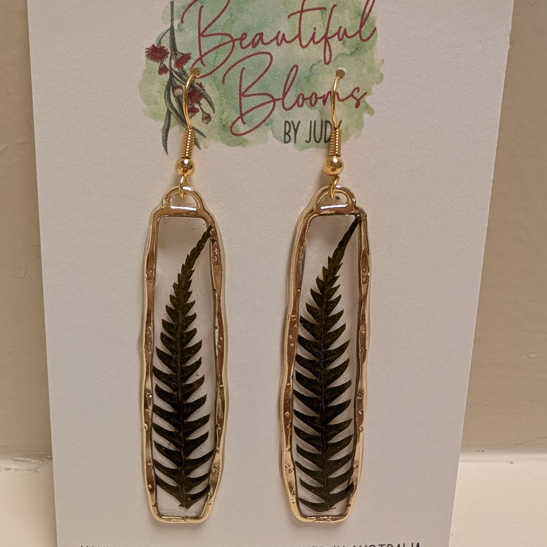 Elegant real fern botanical earrings