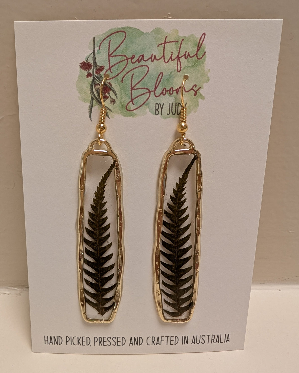 Elegant real fern botanical earrings