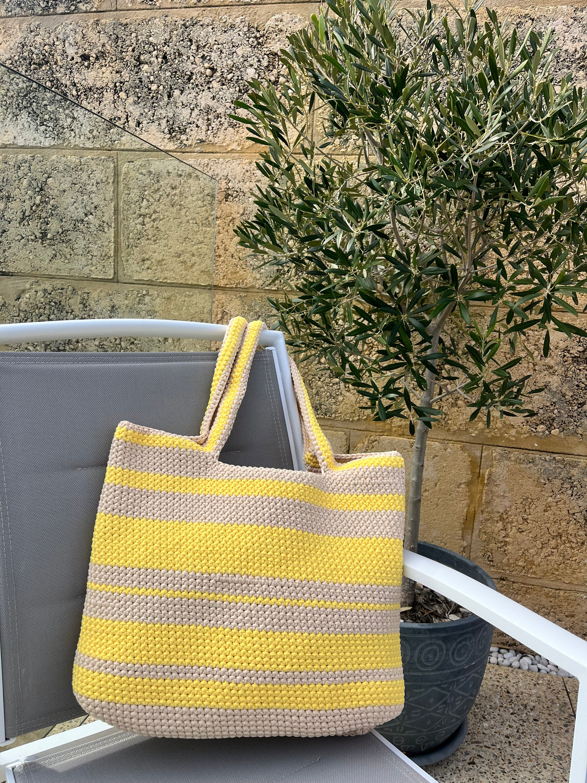 The Everyday Crochet Tote Bag - Lemon Sorbet