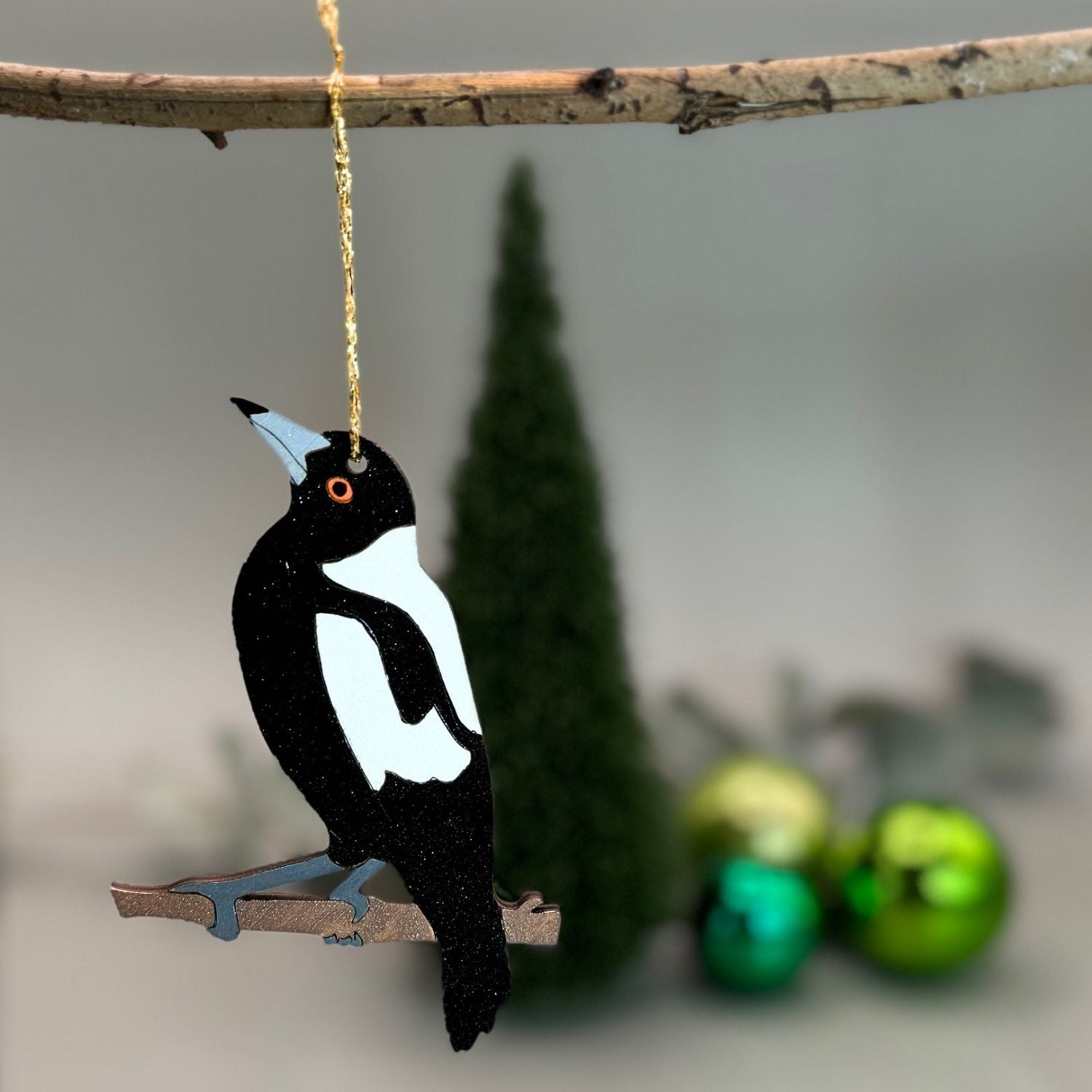 Magpie Hand Painted Australiana Christmas Decoration