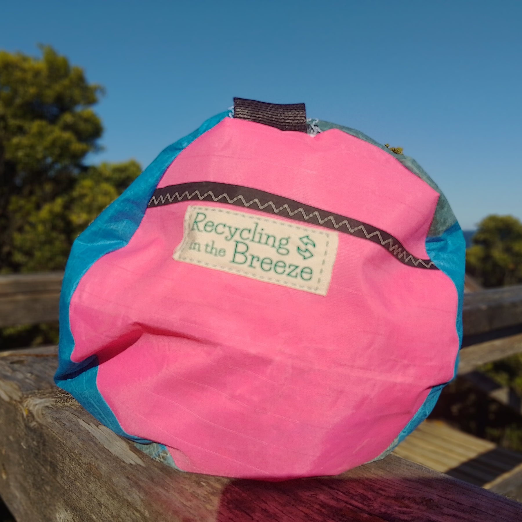 Upcycled Kite Duffle | Blue & Pink with End Zip Pocket