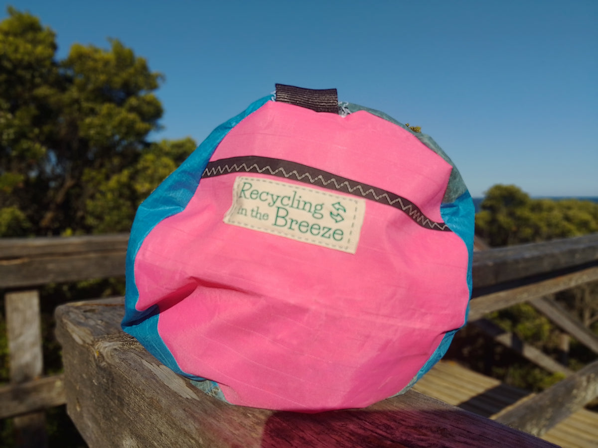 Upcycled Kite Duffle | Blue & Pink with End Zip Pocket