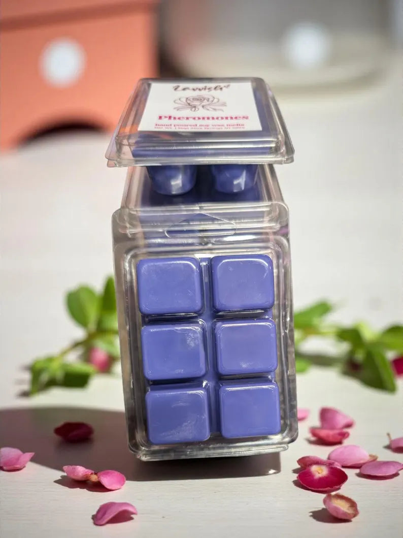 Lavvish Aphrodisiac Soy Wax Melts • Heart Shaped Pink Wax Melts Clamshell • Hand Poured Rose Scented Wax Tart • Romantic Self Care Gift