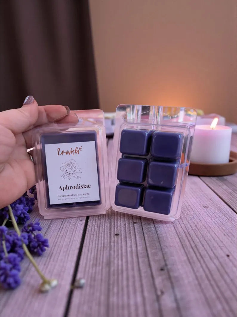 Lavvish Aphrodisiac Soy Wax Melts • Heart Shaped Pink Wax Melts Clamshell • Hand Poured Rose Scented Wax Tart • Romantic Self Care Gift
