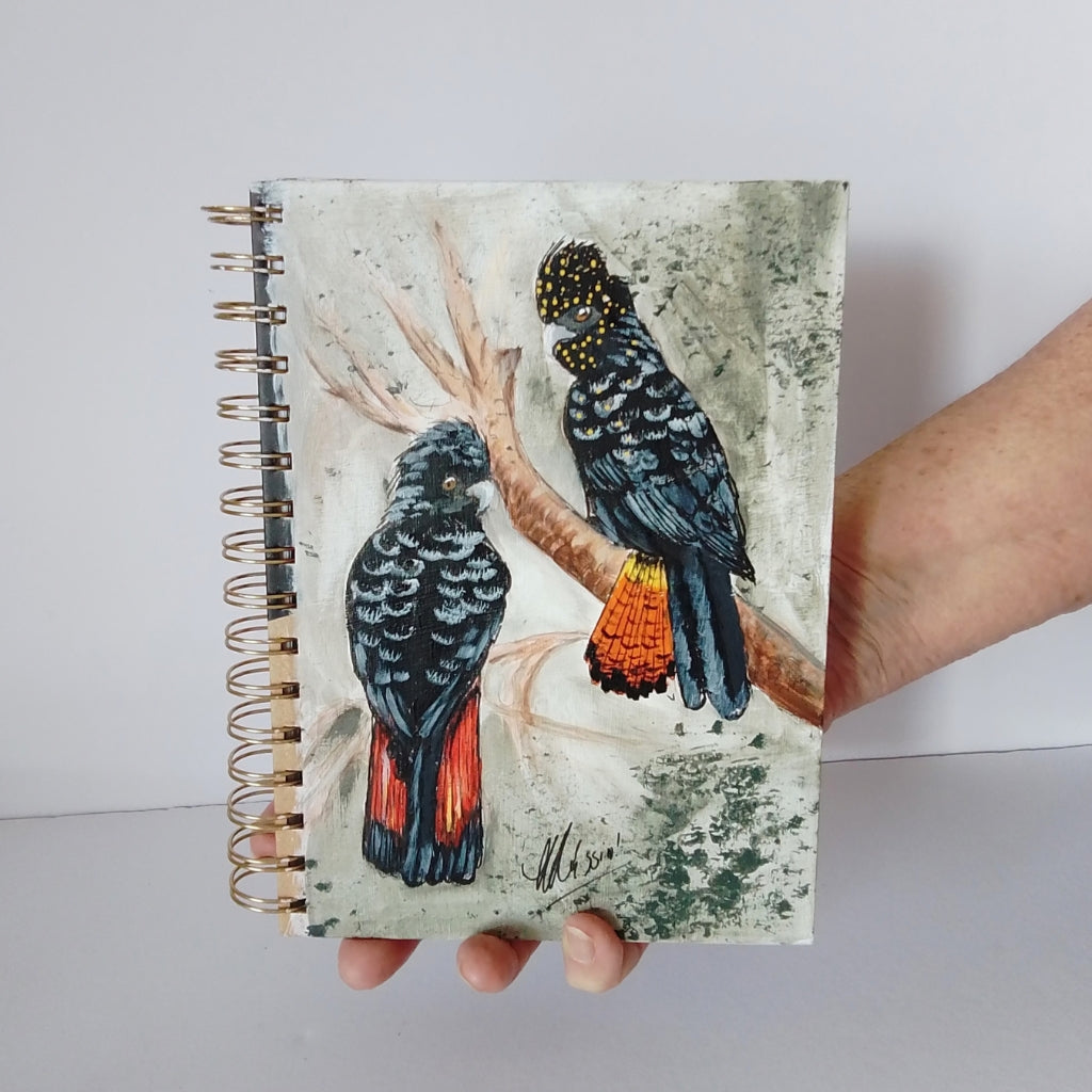 Black Cockatoo Handpainted Task Notebook/Journal A5
