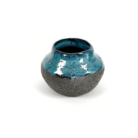 'Terra' wheel thrown vase with ocean glaze