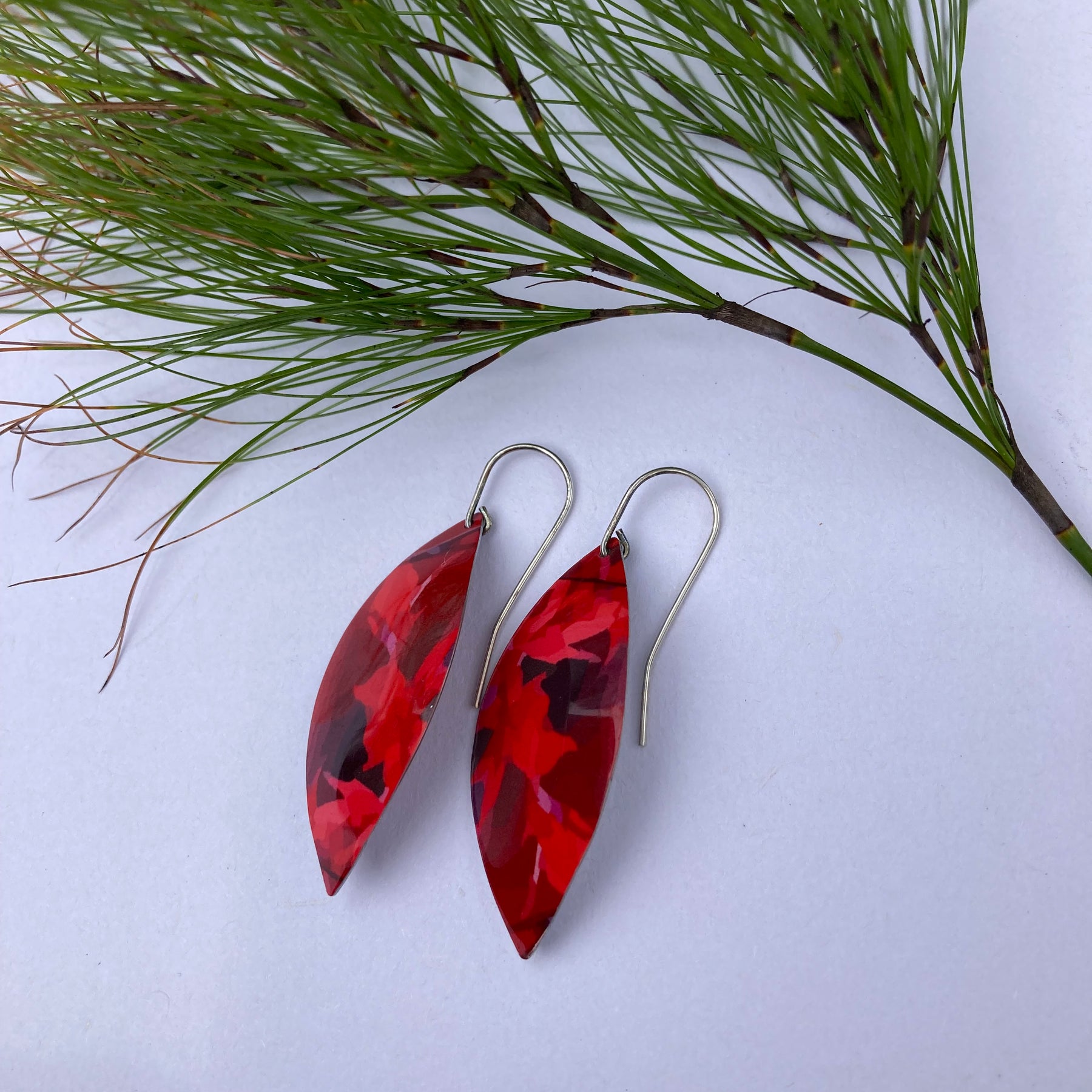 Aluminium sublimation printed earrings Crimson Cheer Collection