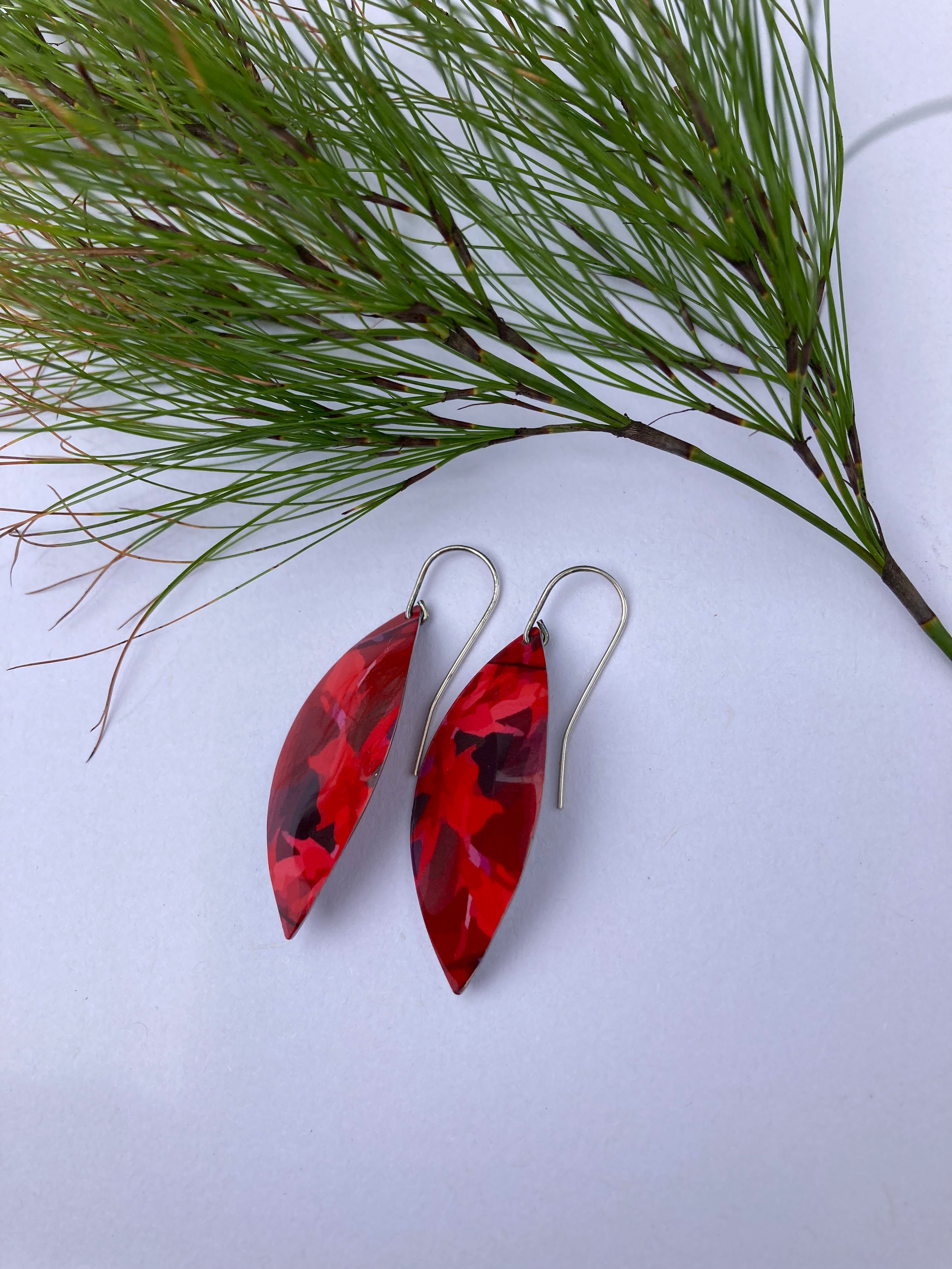 Aluminium sublimation printed earrings Crimson Cheer Collection