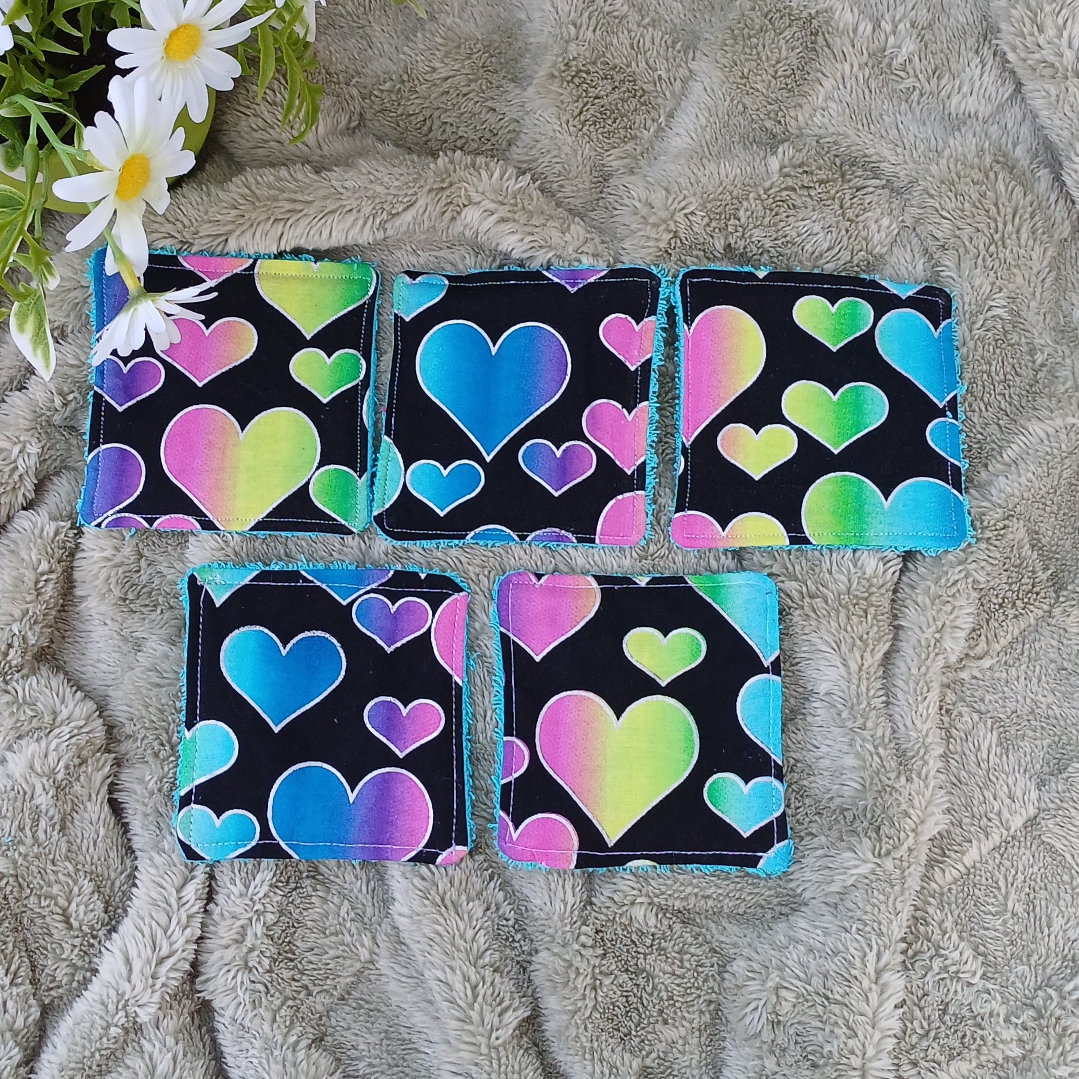 Heart Design Reusable Makeup Wipes - 5 pieces
