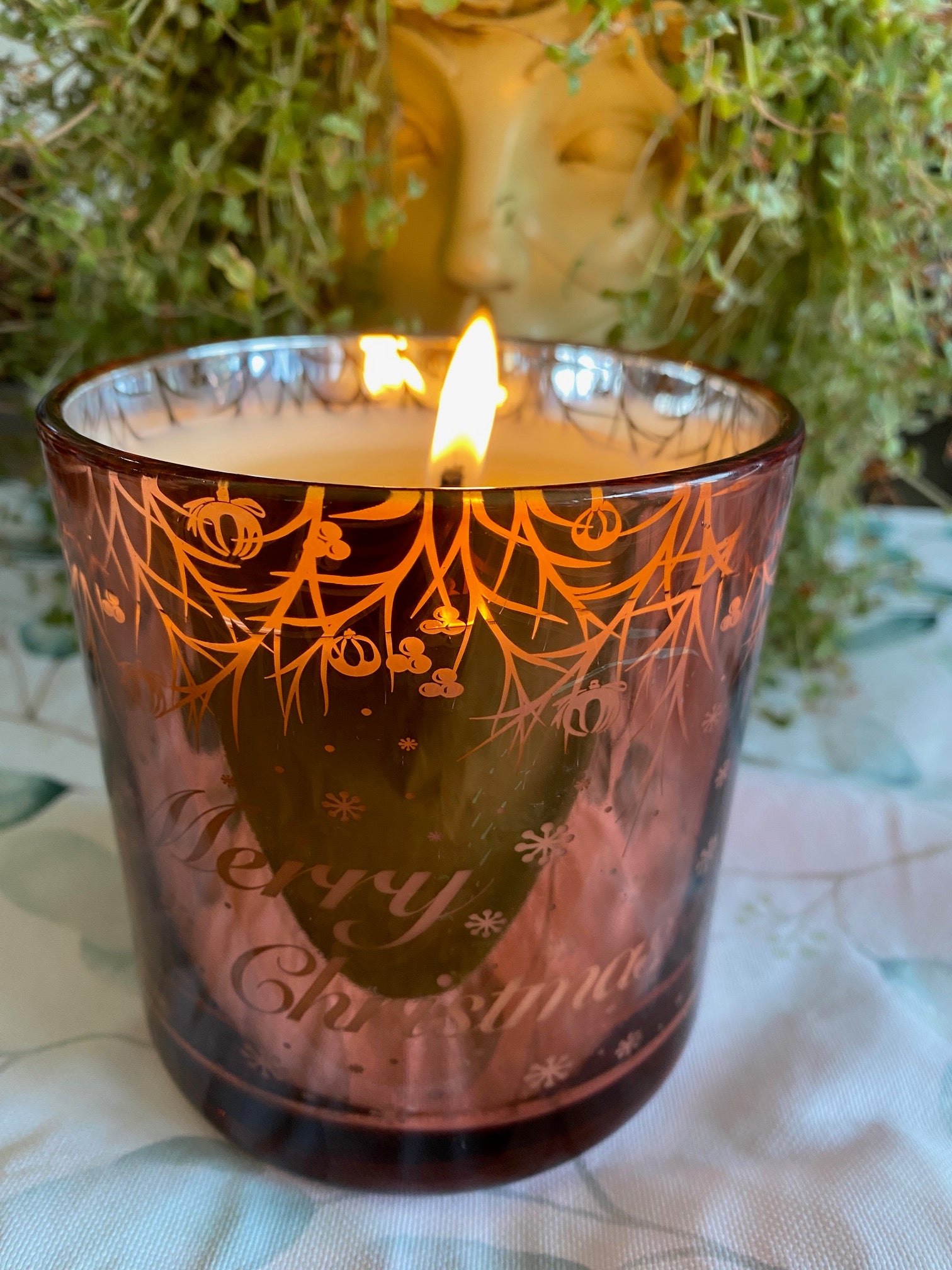 Rose Pink Merry Christmas Candle