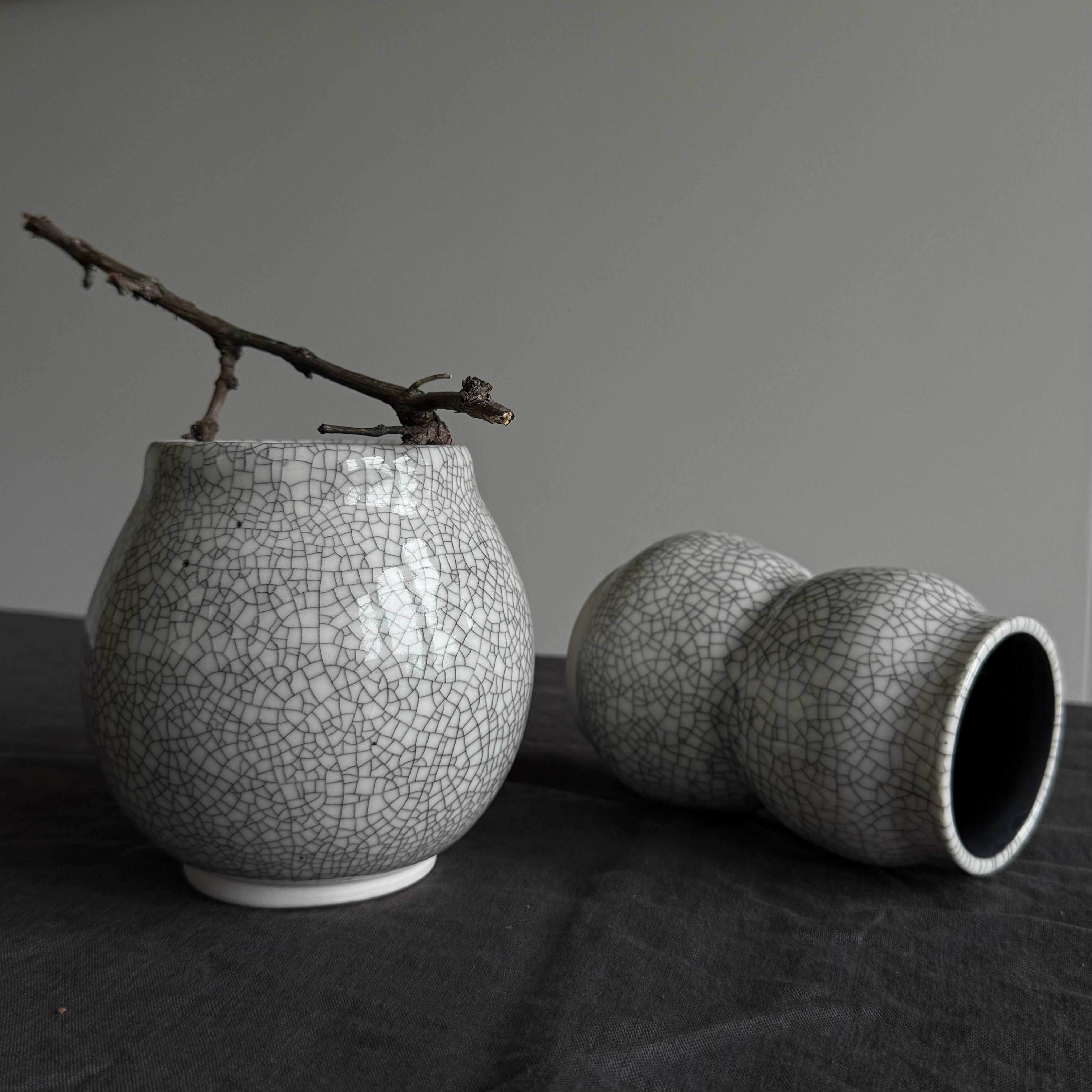 Relic Vessel Porcelain Vase | Handmade Crackle Glaze Ceramic |  Wabi Sabi Home Decor