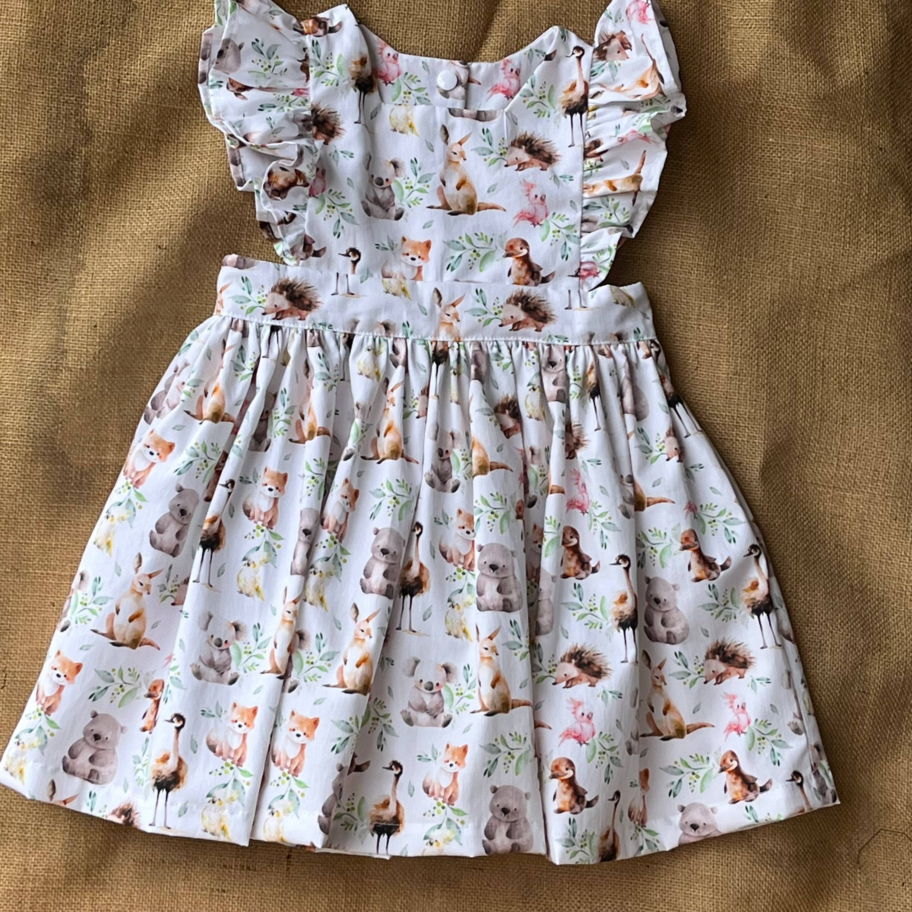 Handmade Pinafore Dress | Baby Aussie Animals | Sizes 3,4 and 5
