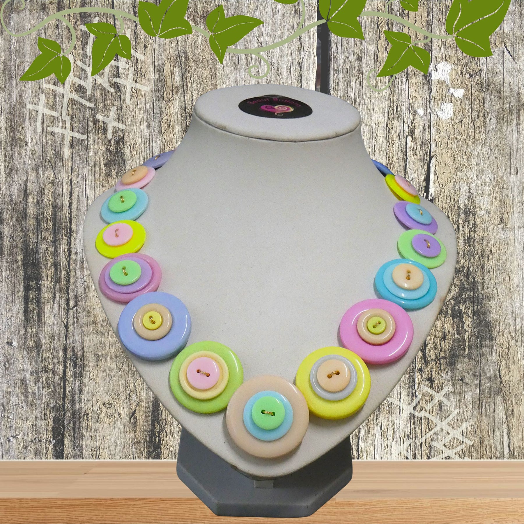 Pastel colours button necklace