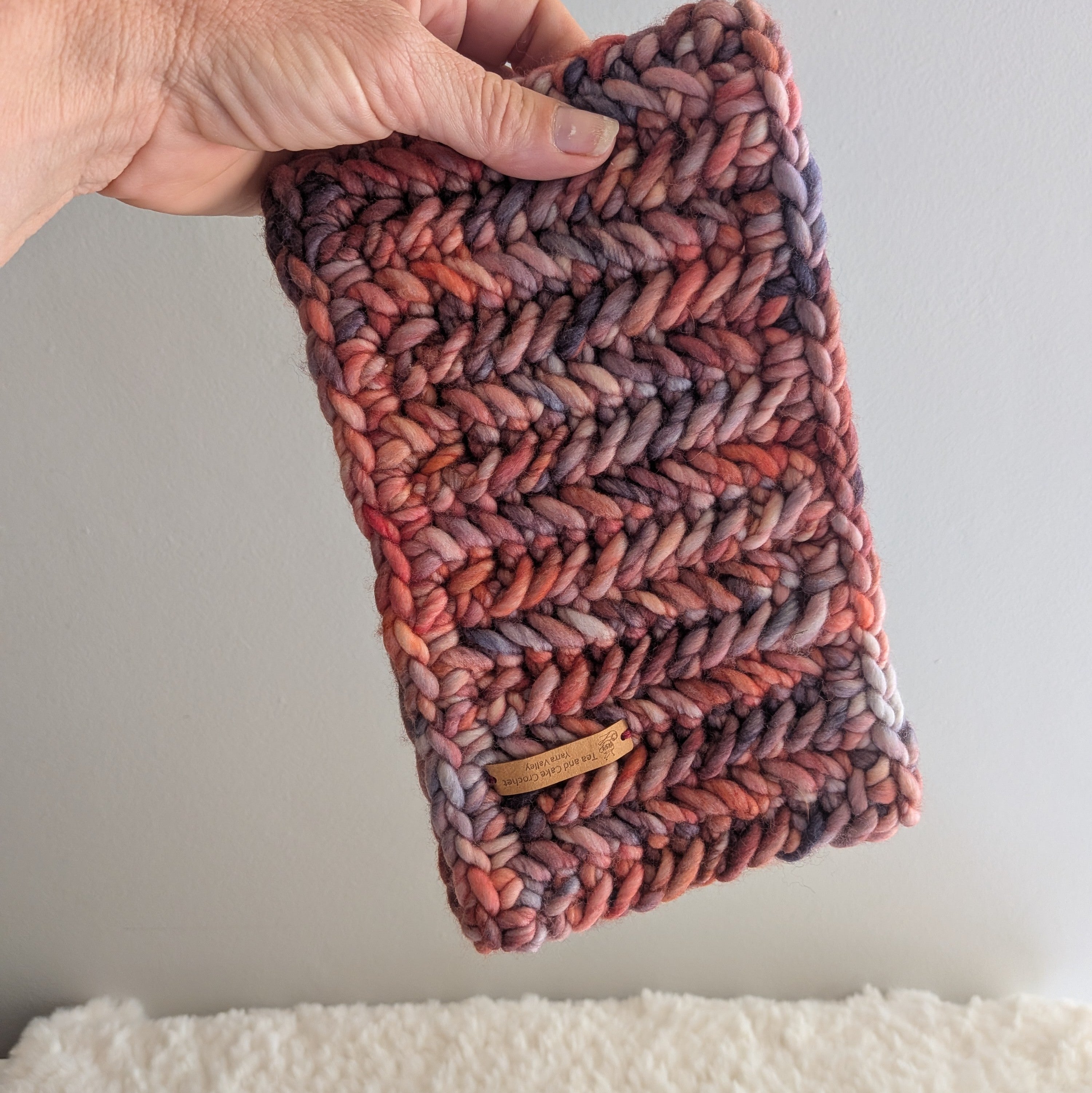 Cozy Merino Headband Ear Warmer Lilac and Rust Hues