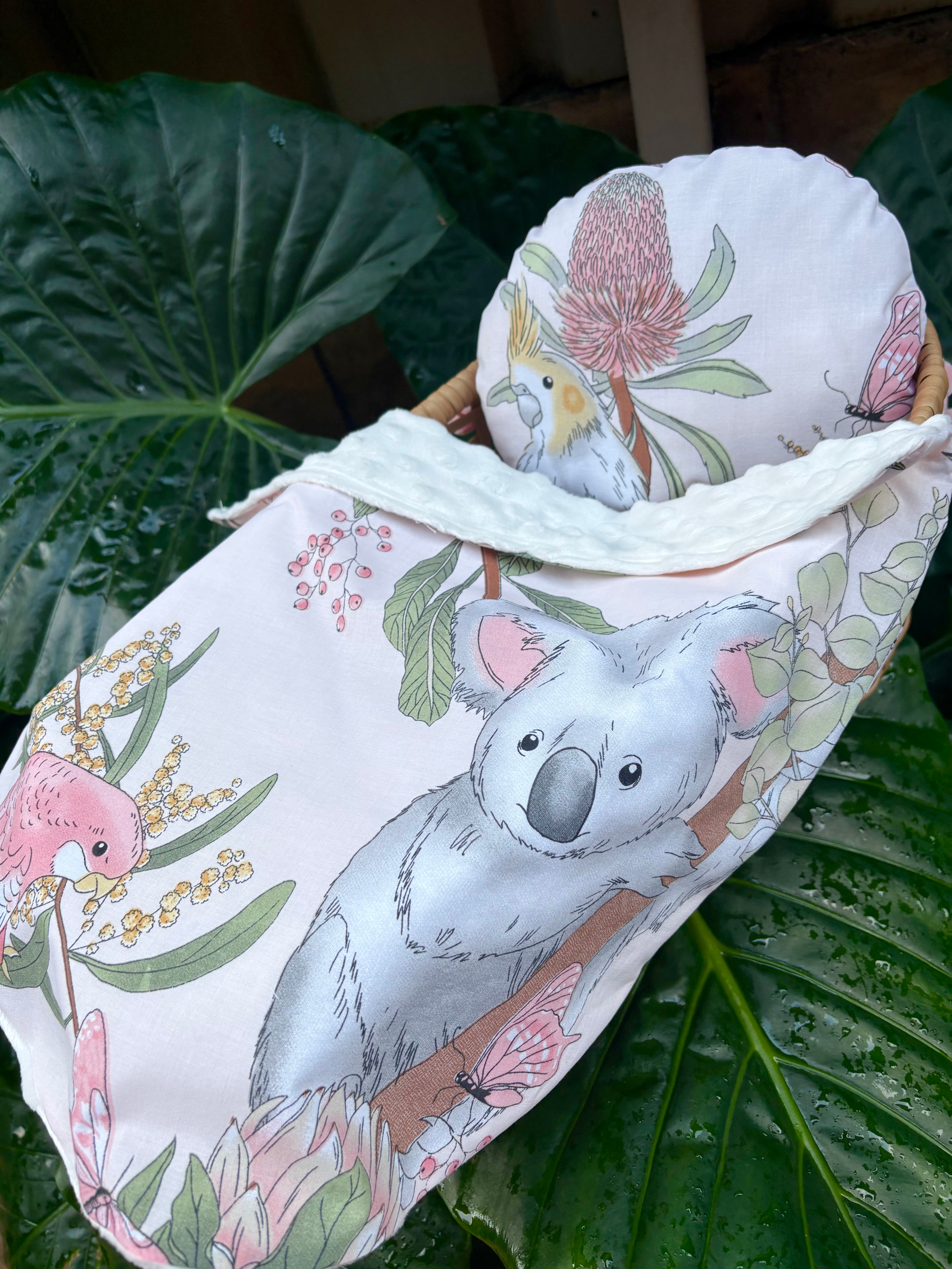 Handmade Doll Bedding Set – Fits Kmart & Target Doll Pram/Bassinet | Pillow & Minky Blanket | Toy Nursery Accessories