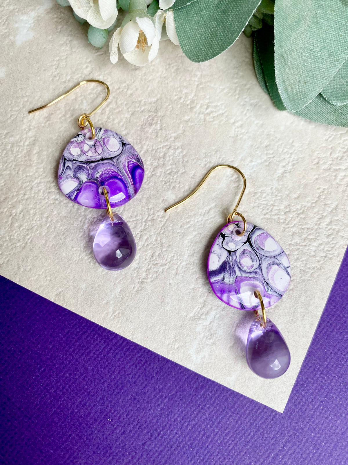 Pretty Purple Lilac Wearable Art Earrings