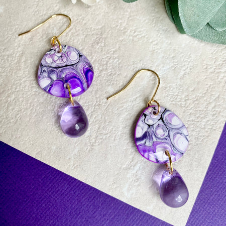 Pretty Purple Lilac Wearable Art Earrings