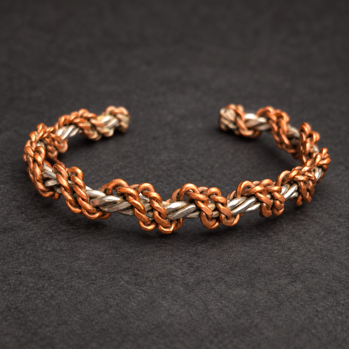 Handmade Copper Wrapped Sterling Silver Cuff B005