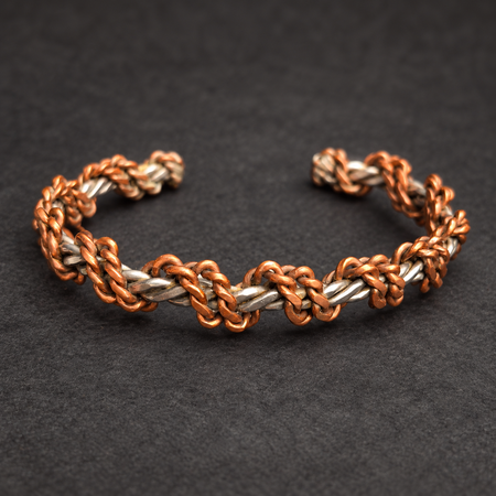 Handmade Copper Wrapped Sterling Silver Cuff B005