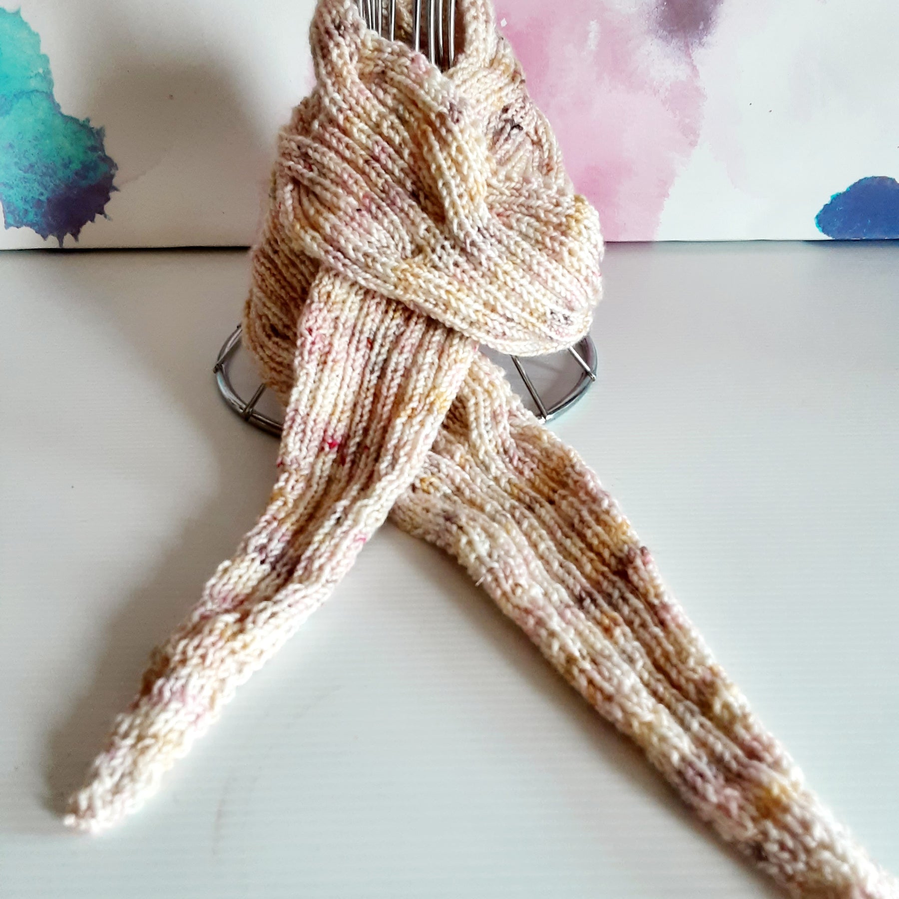 Pure wool handknitted scarfette