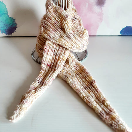 Pure wool handknitted neutral scarfette