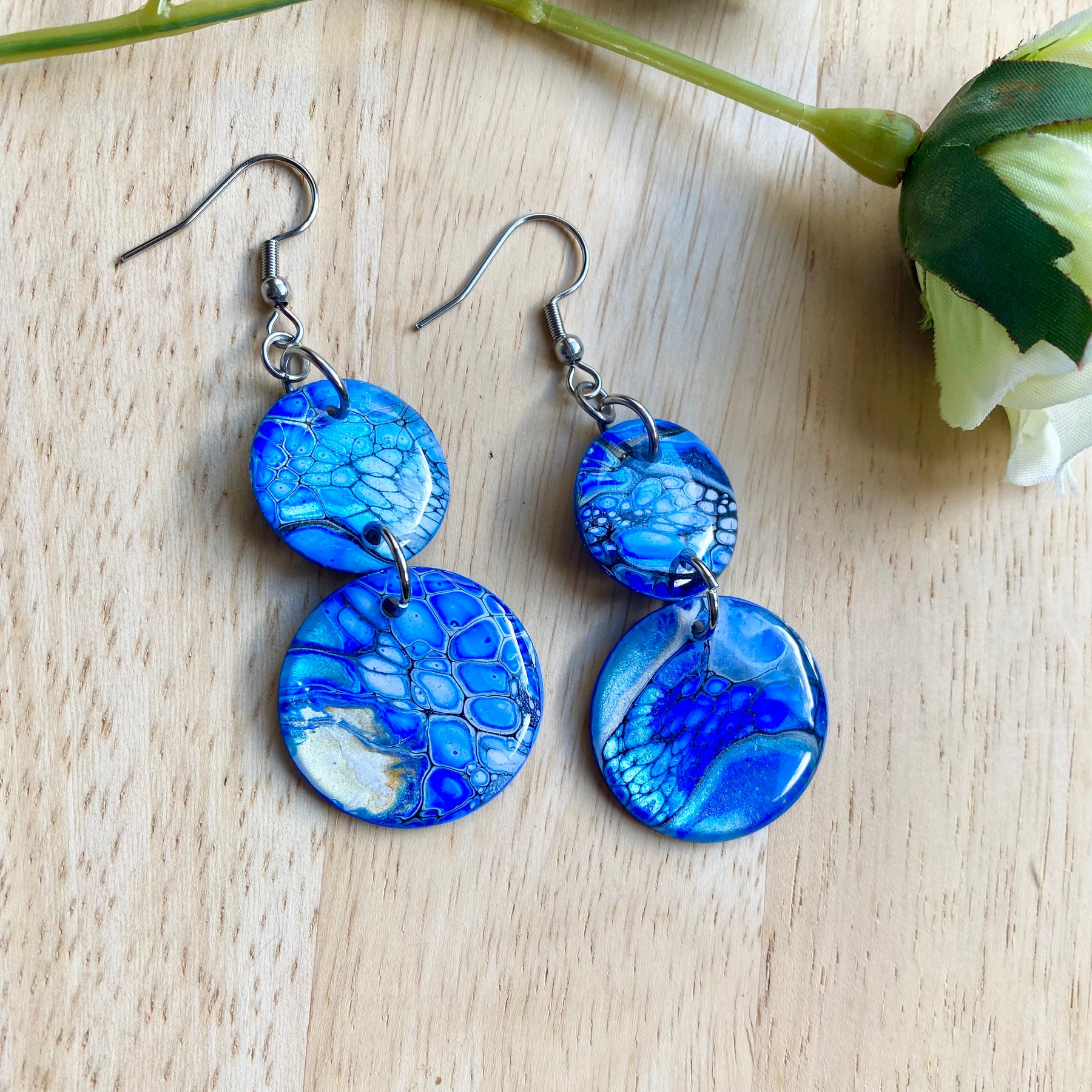Deep Ocean Blue Arty Earrings