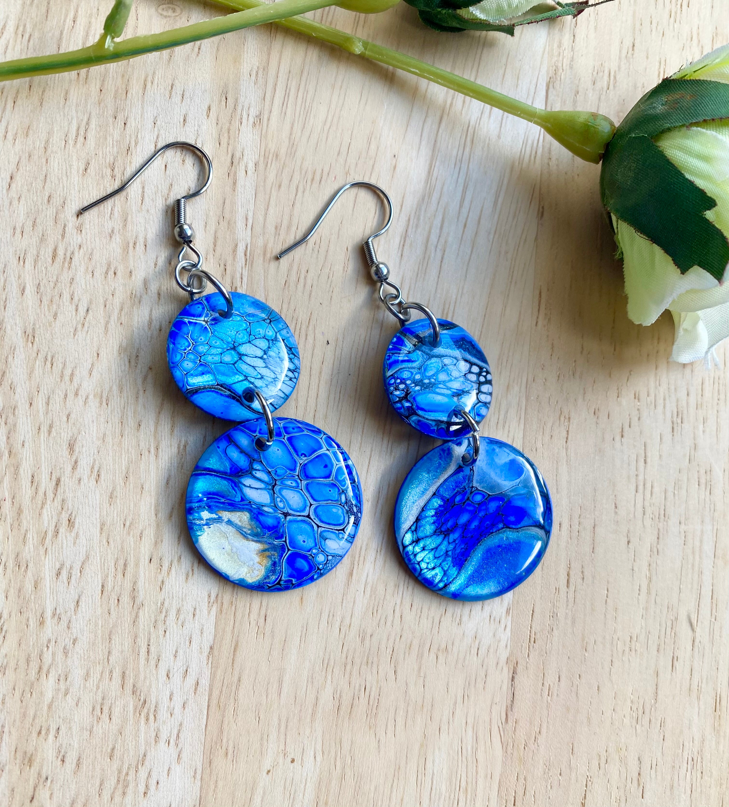 Deep Ocean Blue Arty Earrings
