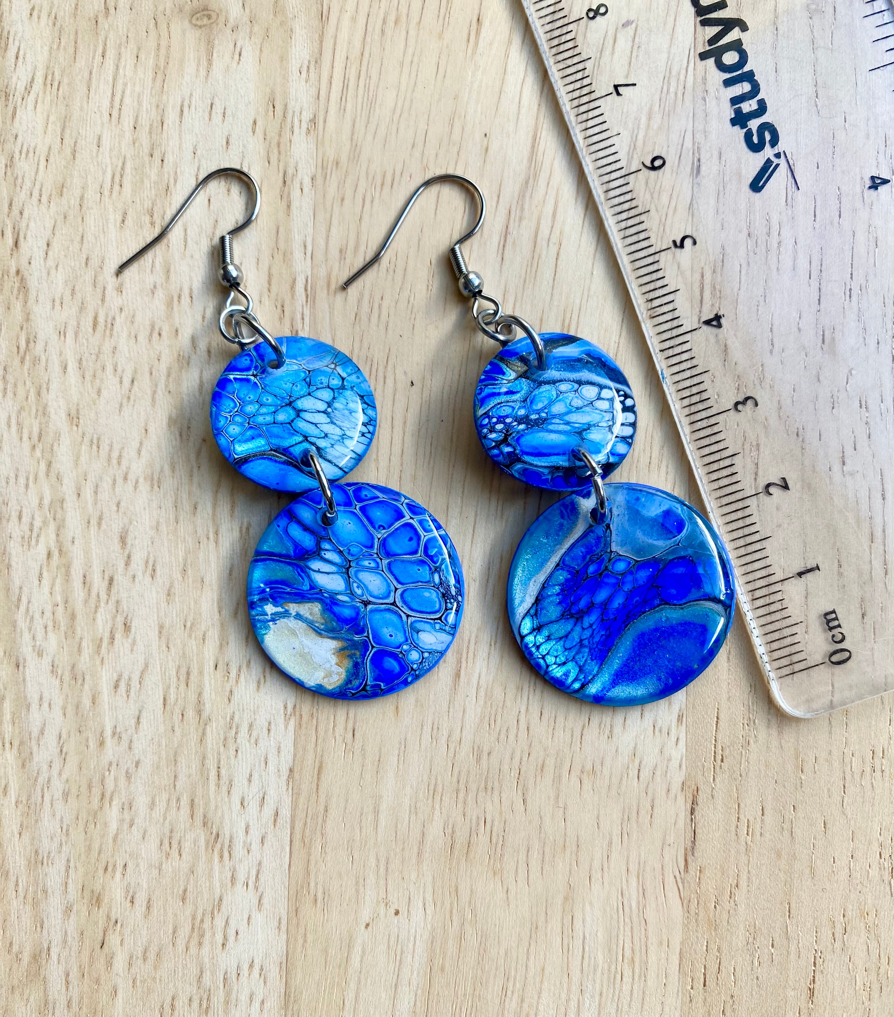 Deep Ocean Blue Arty Earrings