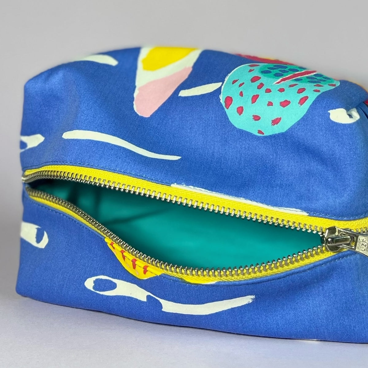 Blue, repurposed vintage fabric box POUCH