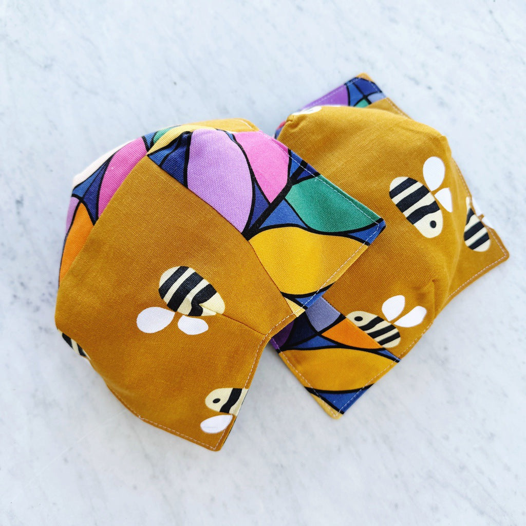 Set of two, bees microwave bowl cosies. Soup and porridge hot bowl holders.