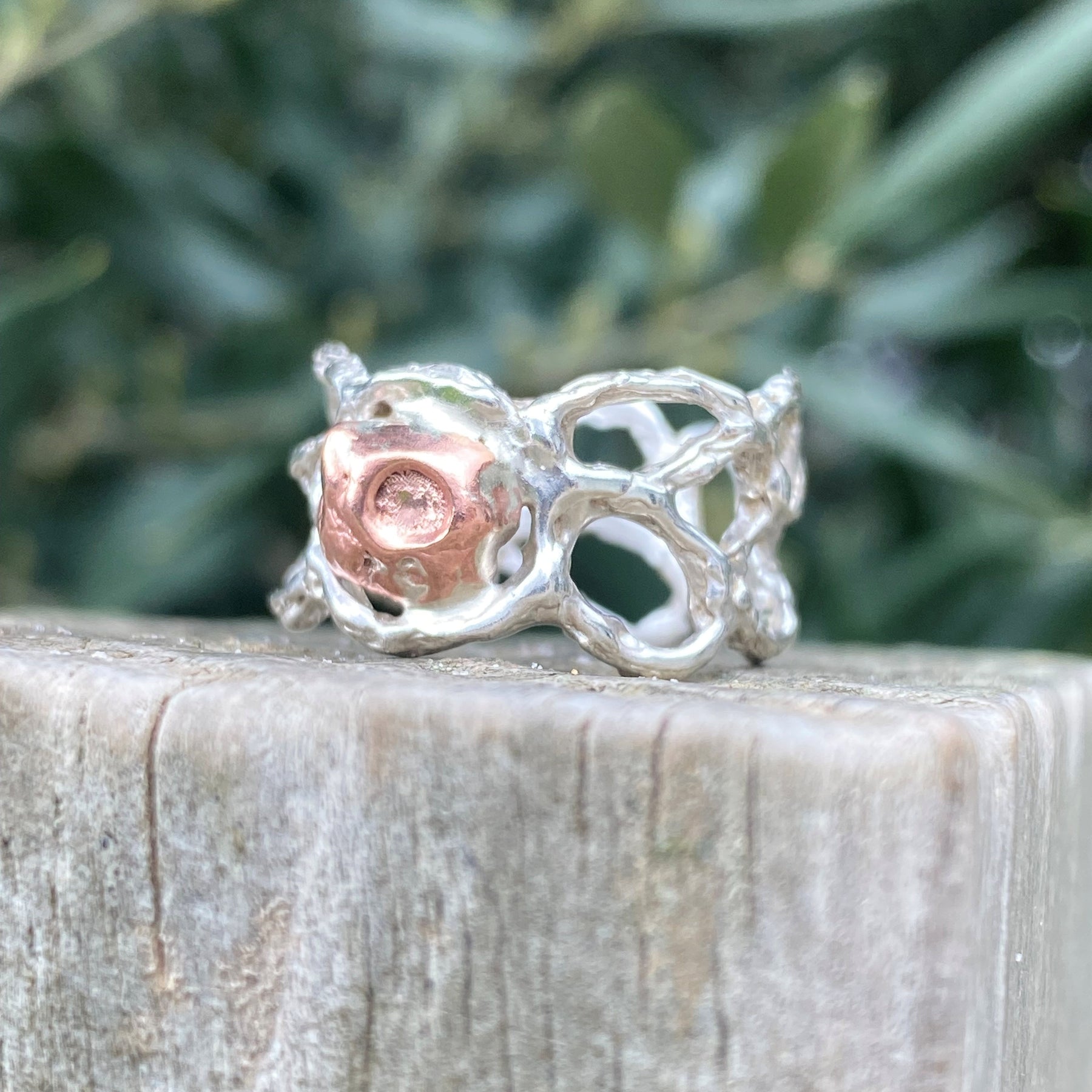 Delicate Strength Ring – Sterling Silver & Copper – Size N 1/2