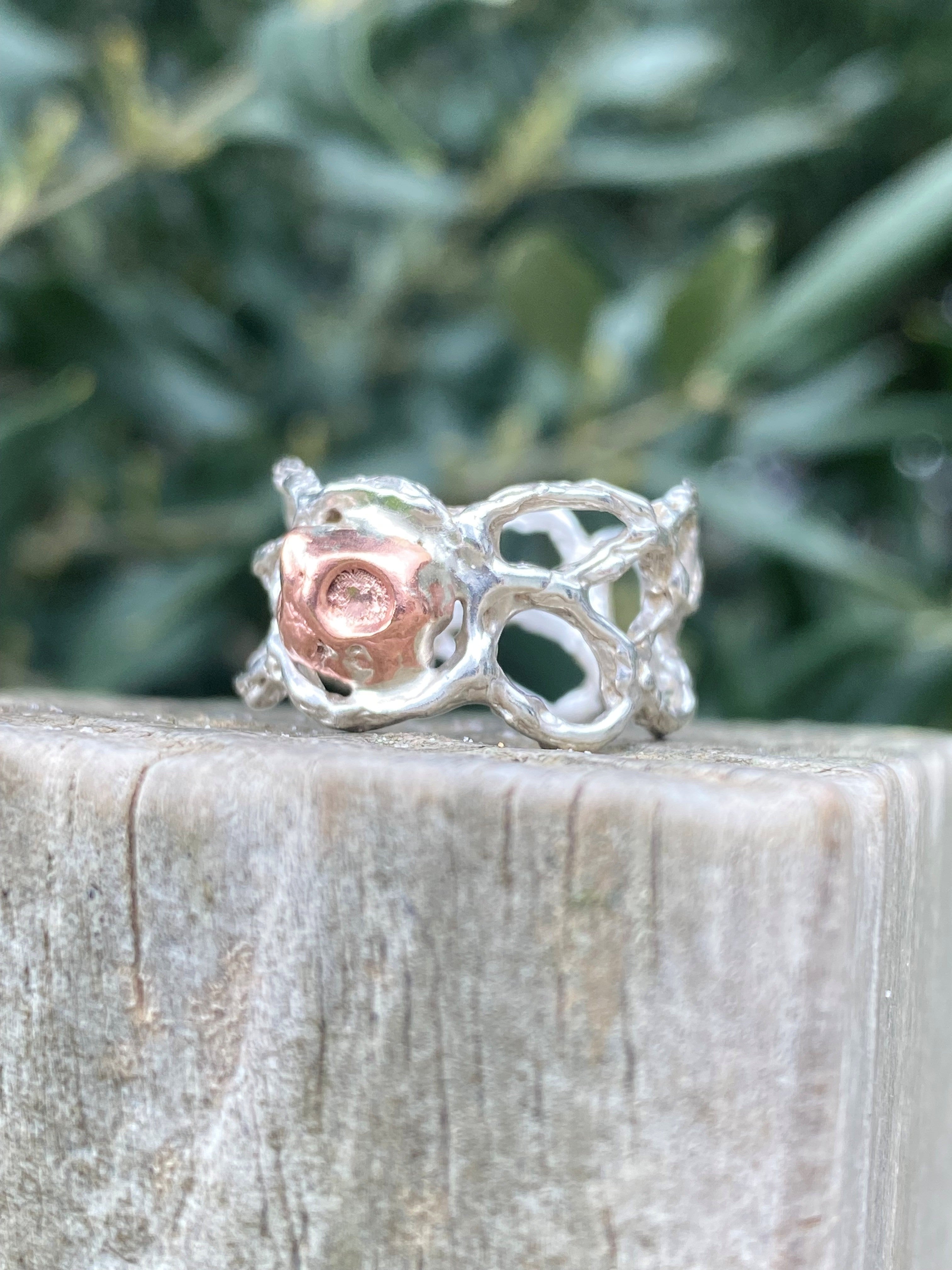 Delicate Strength Ring – Sterling Silver & Copper – Size N 1/2