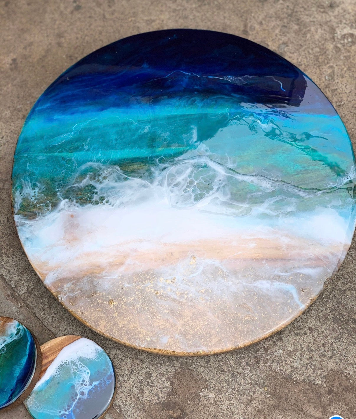 Beach Waves| Lazy Susan| serving board | surf board | Charcuterie Board
