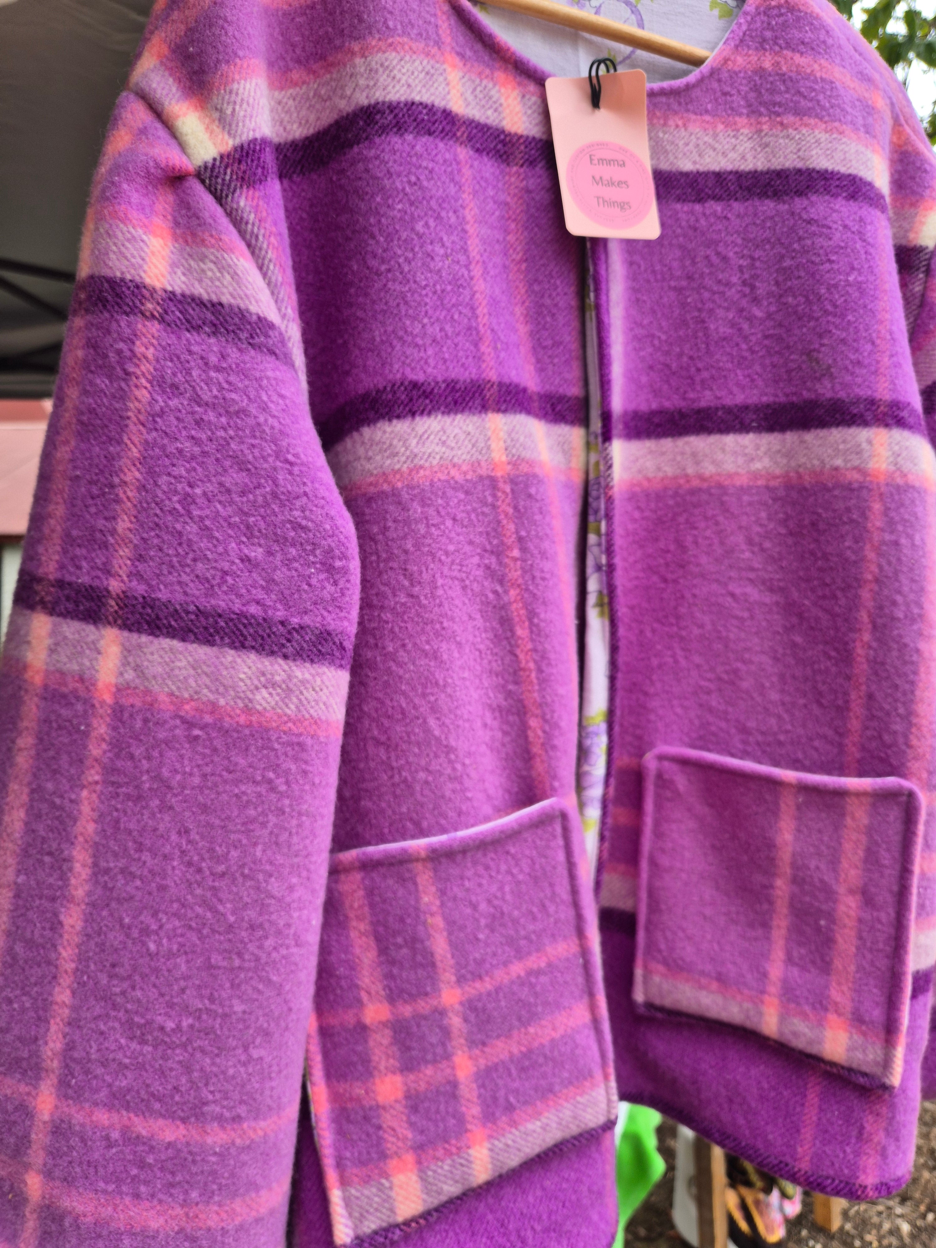 Upcycled woollen blanket jacket size 20