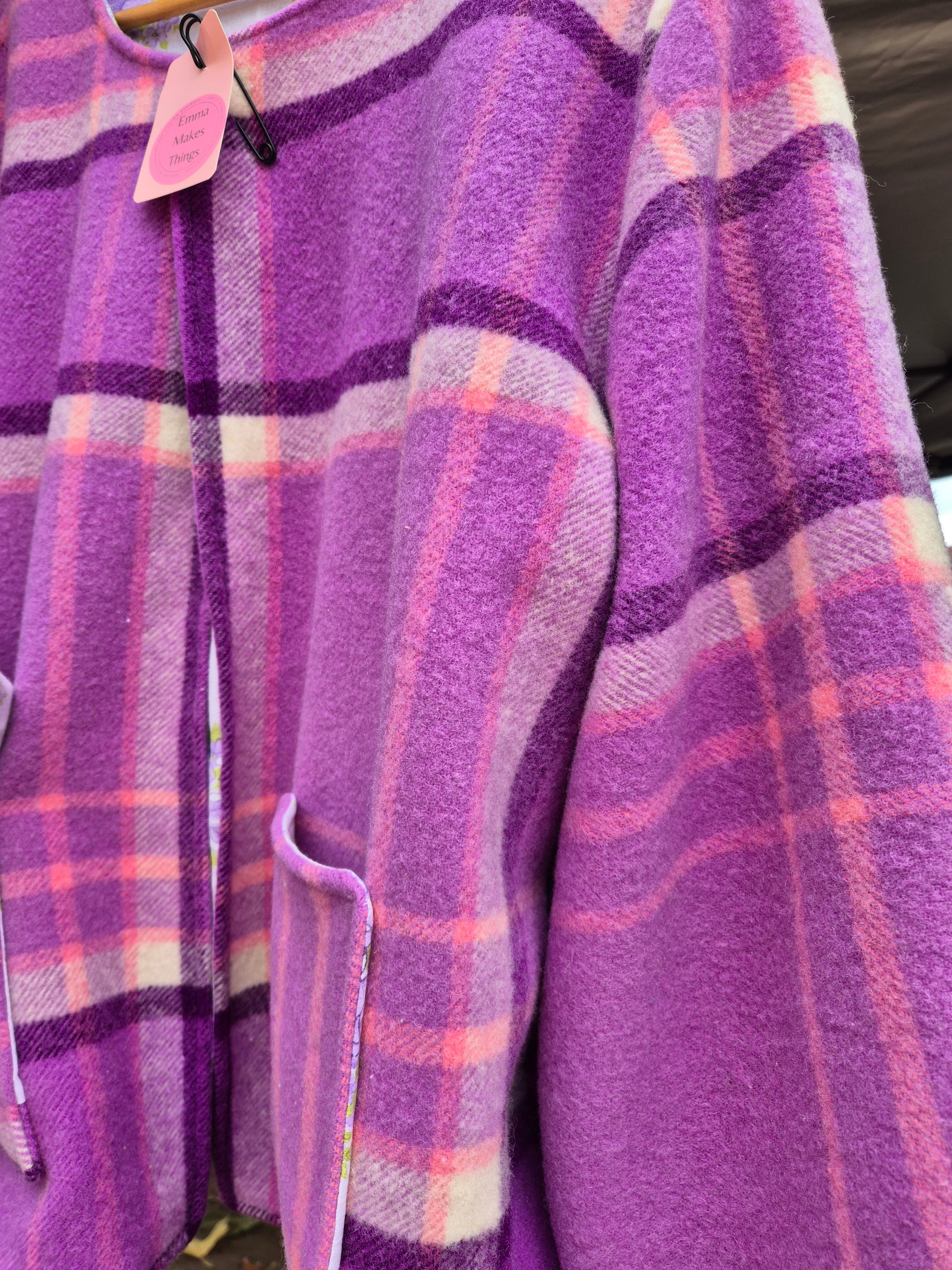 Upcycled woollen blanket jacket size 20