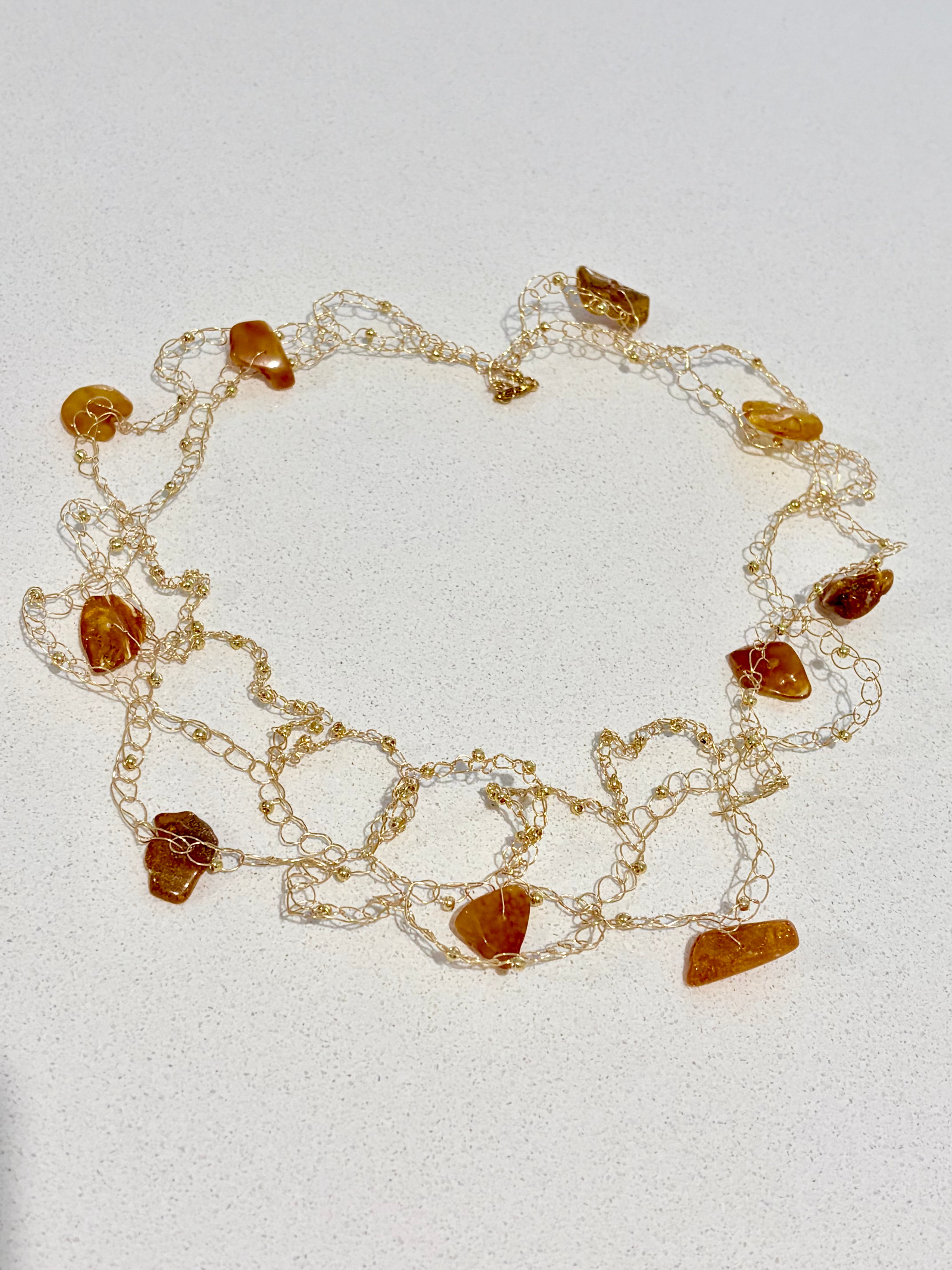 Baltic Amber Crochet Necklace “Sunshine”