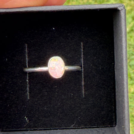 CRYSTAL OPAL RING STERLING SILVER Size N1/2