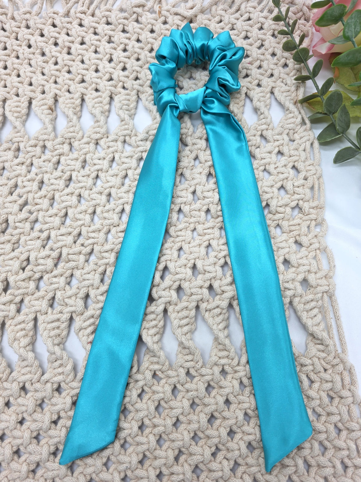 Satin Scrunchie Bow, Handmade Hair Ties, Ponytail Bands,