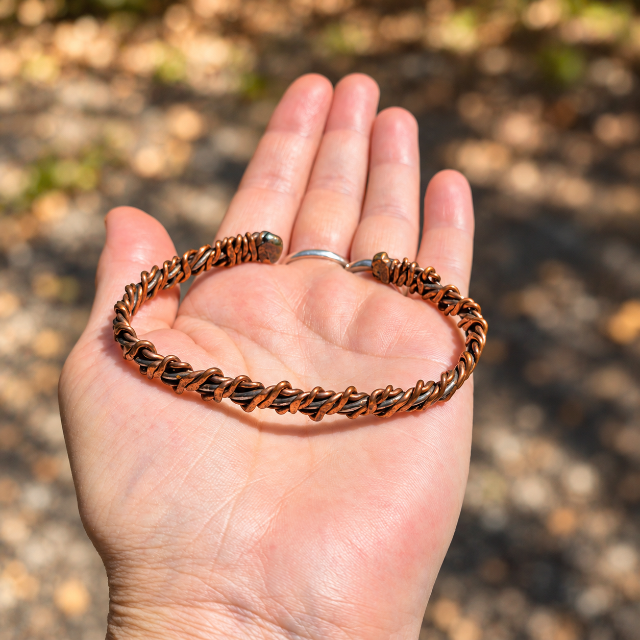 Handmade Copper Wrapped Stainless Steel Cuff B006